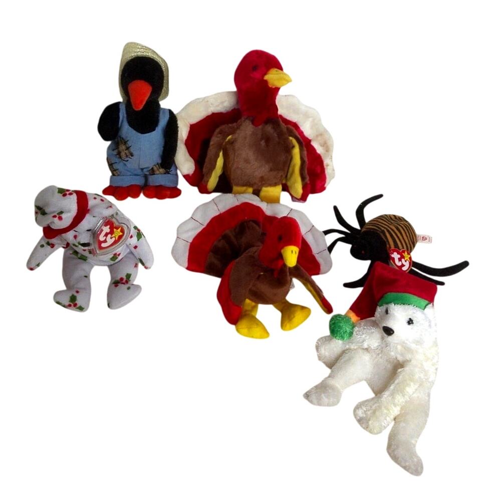 Vintage Ty Beanie Babies Holiday Fall Halloween Thanksgiving Christmas Set of 6